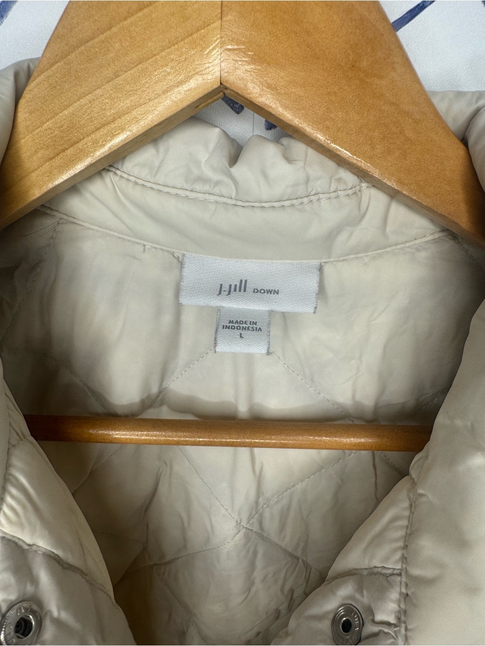 J.Jill Women's Lightweight Down Quilted Puffer Car Coat barn Cream MINT large - Picture 3 of 7